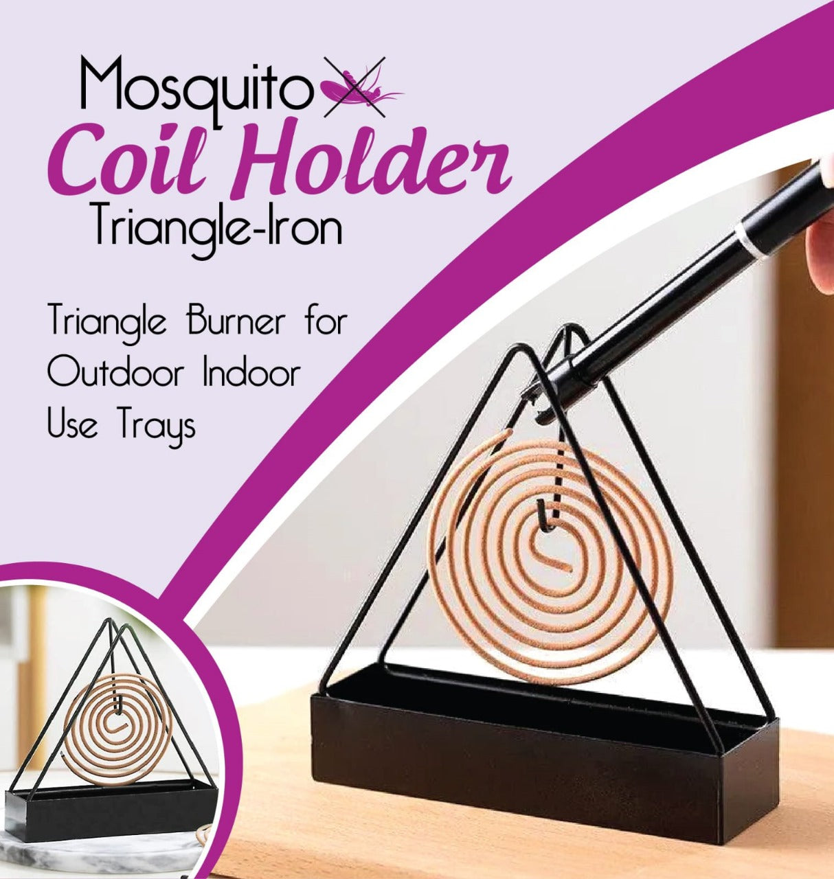 Modern Fireproof Ashtray Anti-Scald Mosquito Coil Holder with Tray