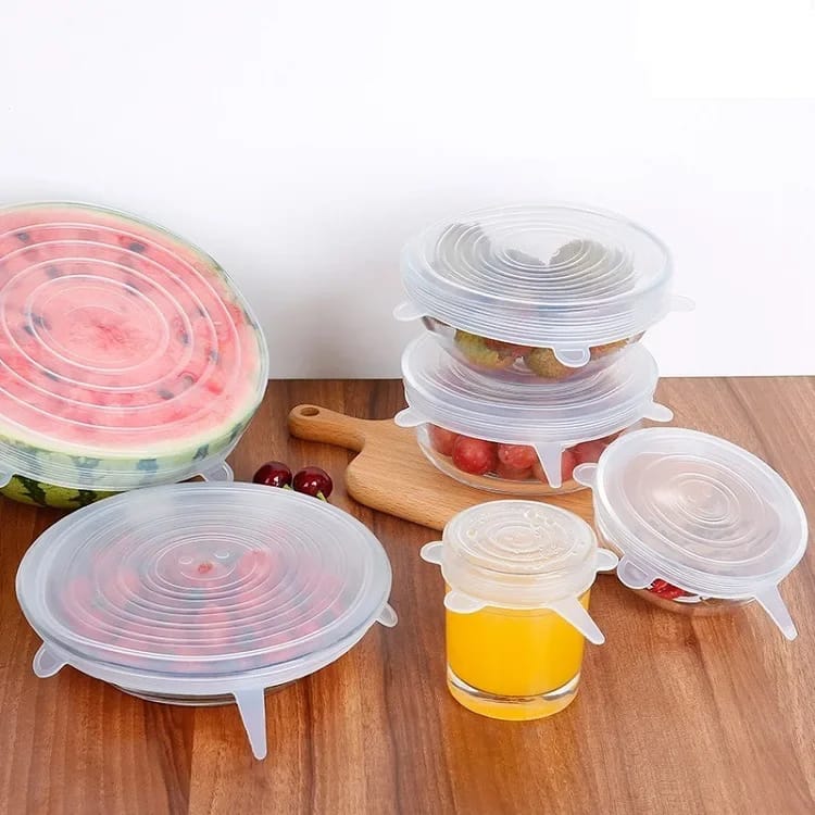 * 6 Pcs Silicone Covers – Reusable Airtight Stretch Lids | Universal Bowl & Food Container Covers
