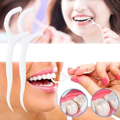 Pack of 30/60/90/120/150) – Dental Floss Toothpicks, Teeth Cleaning Flosser Toothbrush Plastic Toothpick
