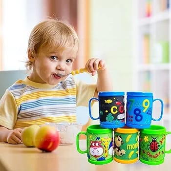 Cartoon Glasses – 250ml Unbreakable Plastic Cups for Kids – Cartoon Printed Tumblers with Premium Quality and Unremovable Prints – Perfect Drinking Glasses for Toddlers and Children.
