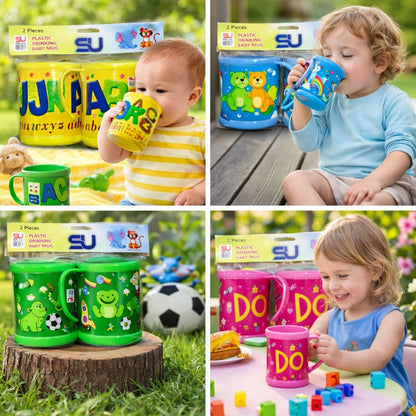 Cartoon Glasses – 250ml Unbreakable Plastic Cups for Kids – Cartoon Printed Tumblers with Premium Quality and Unremovable Prints – Perfect Drinking Glasses for Toddlers and Children.