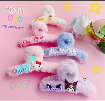: Cute Plush Furry Hair Claw Clip for Girls – Soft Fur Teddy Bear Hair Catch Clip for Women – Trendy Aesthetic Hair Accessories