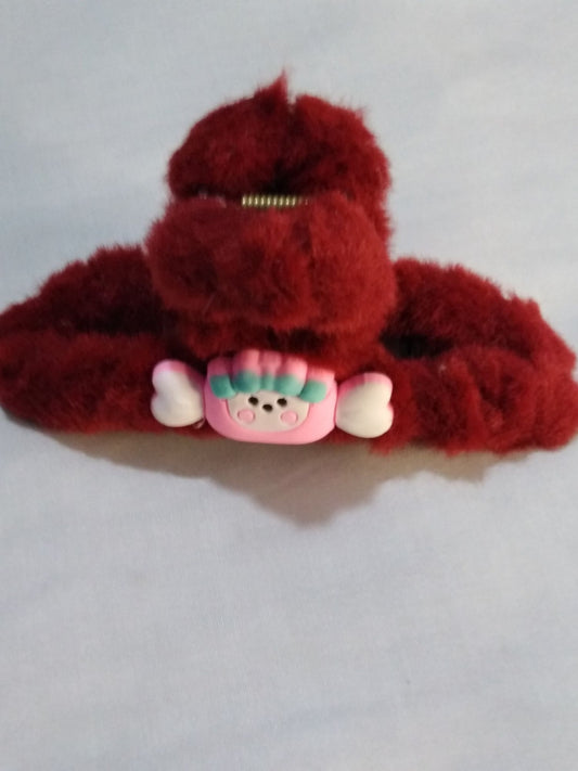 : Cute Plush Furry Hair Claw Clip for Girls – Soft Fur Teddy Bear Hair Catch Clip for Women – Trendy Aesthetic Hair Accessories