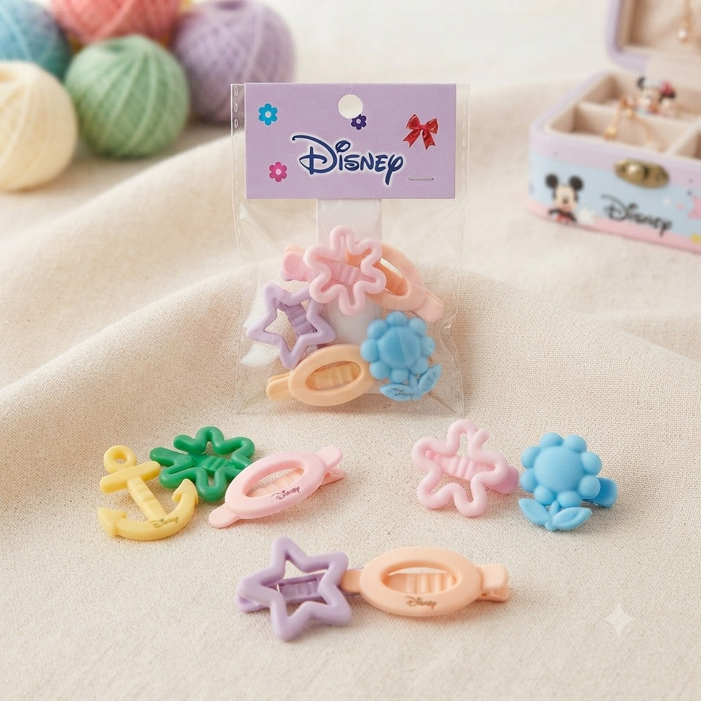 Cute Disney Matte Pastel Hair Clips Set for Girls – Pack of Aesthetic Non-Slip Hair Pins for Kids – Trendy Hair Accessories