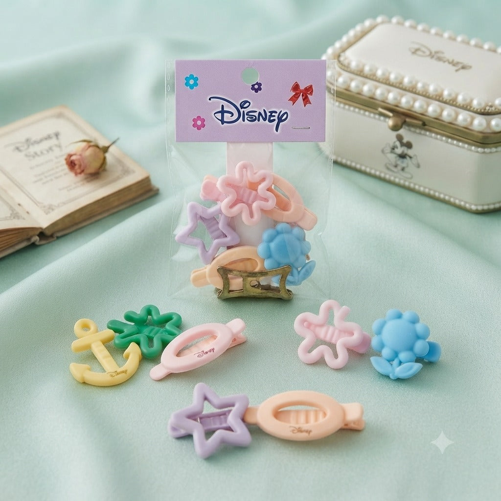 Cute Disney Matte Pastel Hair Clips Set for Girls – Pack of Aesthetic Non-Slip Hair Pins for Kids – Trendy Hair Accessories