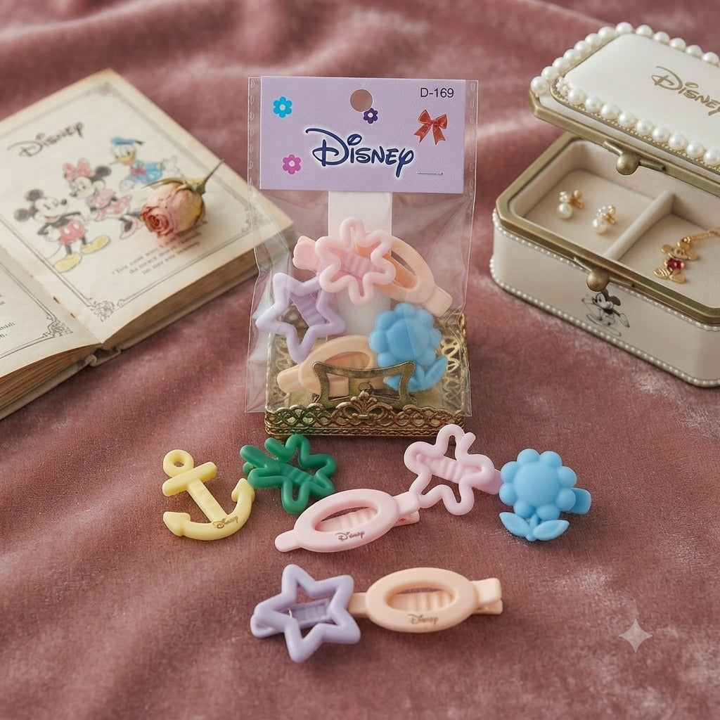 Cute Disney Matte Pastel Hair Clips Set for Girls – Pack of Aesthetic Non-Slip Hair Pins for Kids – Trendy Hair Accessories