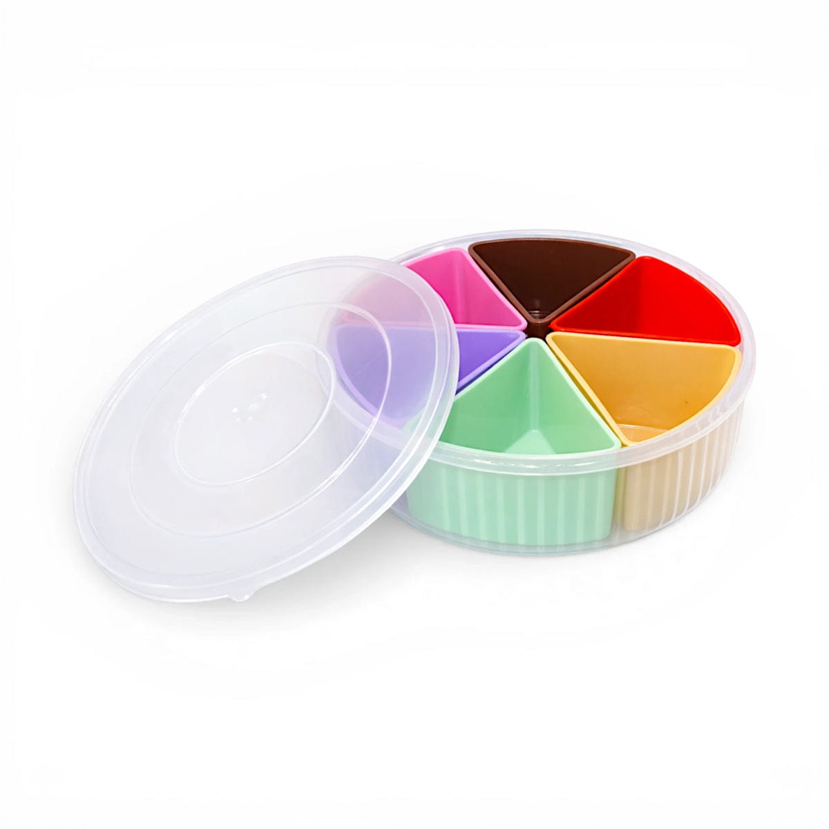 Separate Removable Mini Bowls Masala Box Dry Fruit Box Spice Box Multicolour Round Shape - Kitchen Storage - Condiment & Spice Racks