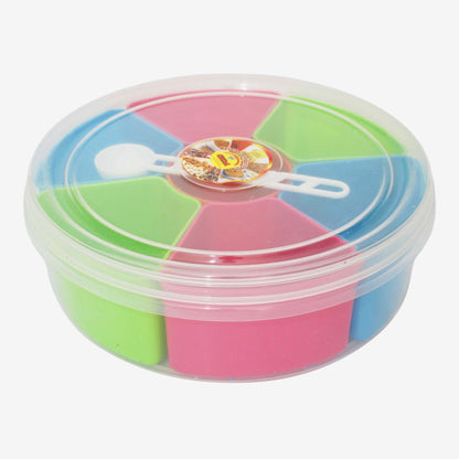 Separate Removable Mini Bowls Masala Box Dry Fruit Box Spice Box Multicolour Round Shape - Kitchen Storage - Condiment & Spice Racks