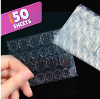 PACK OF 10 Sheets Glue Sheet for Nails | Double Sided Adhesive Nail Tabs & Dots | Clear Self Adhesive Nail Glue Stickers | Transparent Jelly Sticky Tape for Fake, Artificial & False Nails | Easy Press-On Nail Art Application Multipack