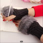 Women’s Plush Fleece-Lined Half-Finger Gloves