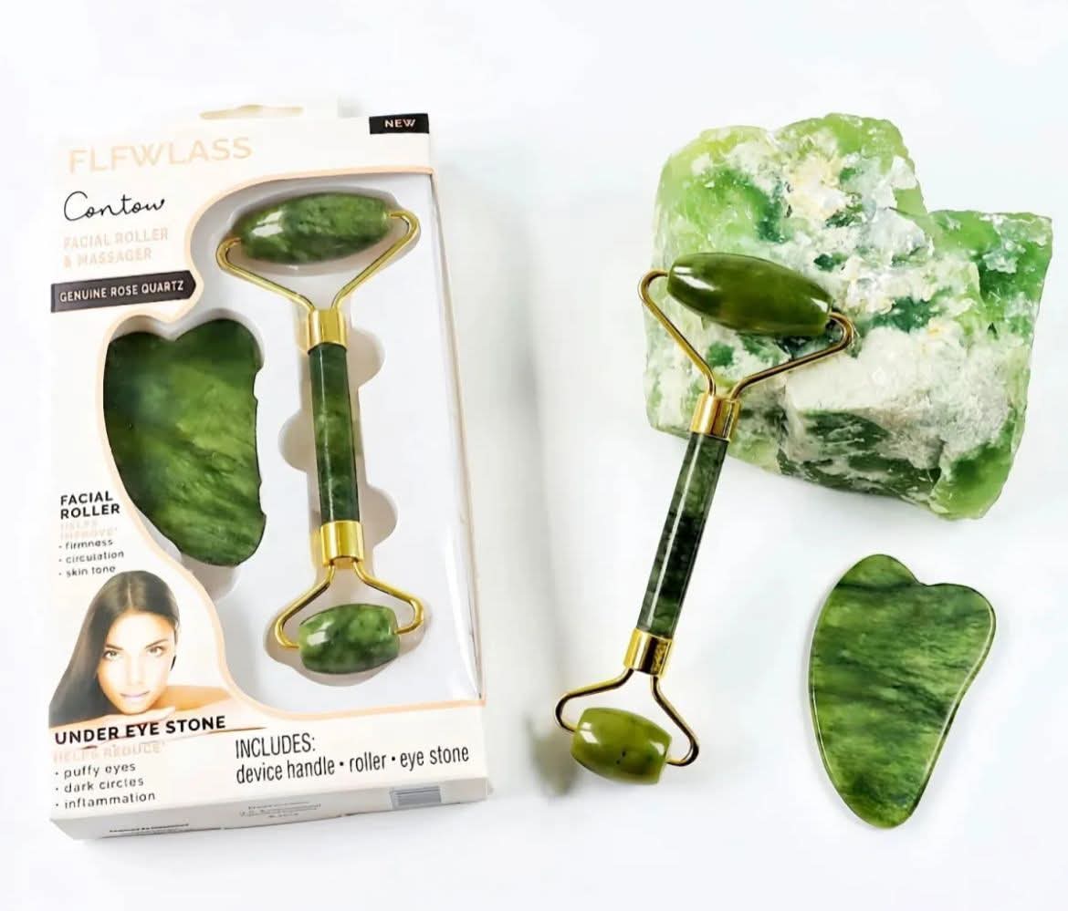 Gua Sha Facial Tools & Jade Roller Set for Skin Care, Reduce Puffiness and Improve Wrinkles, Guasha Tool for Face, Gua Sha Stone Self Care Gift for Woman Man
