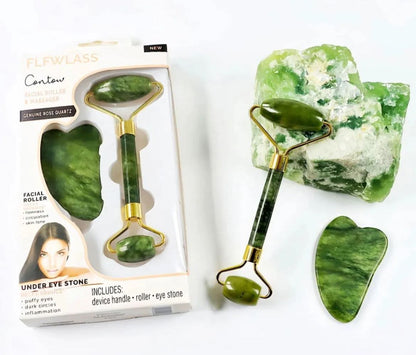 Gua Sha Facial Tools & Jade Roller Set for Skin Care, Reduce Puffiness and Improve Wrinkles, Guasha Tool for Face, Gua Sha Stone Self Care Gift for Woman Man