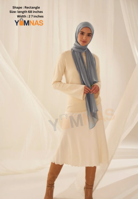 Light Grey Luxury Chiffon Hijab for Women & Girls