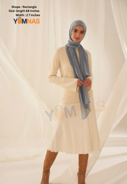 Light Grey Luxury Chiffon Hijab for Women & Girls