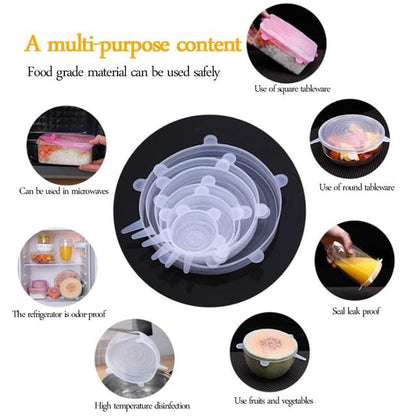 6 PCS Universal Food Silicone Stretch Lids
