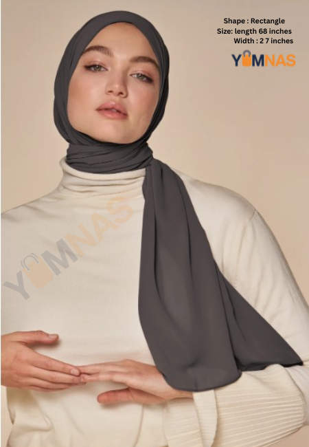Grey Luxury Chiffon Hijab for Women & Girls