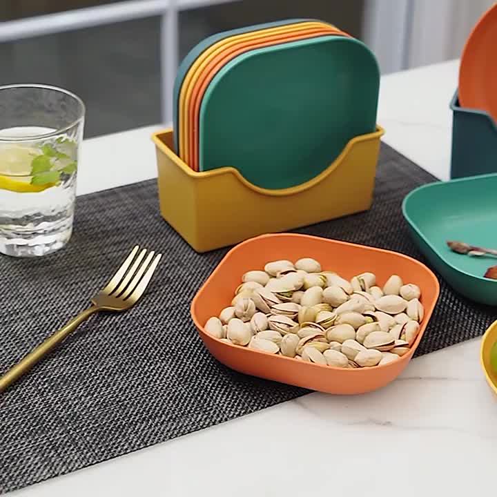 10Pcs Multi-function Spit Bone Dish Household Food Grade Plastic Spit Bone Dish Round Square Set Dining Table Side Plate