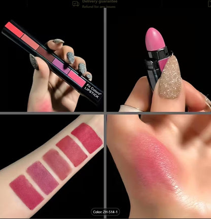 5-in-1 Multi-Function Makeup Set –1 stick contain multiple task ( Matte Lipsticks, Eyeshadow, & Blush Highlighter in One Compact Kit)