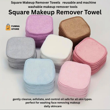 12 PCS Square Makeup Remover Towel Set | Reusable & Machine Washable Facial Cloths for All Skin Types