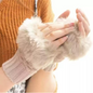 Women’s Plush Fleece-Lined Half-Finger Gloves