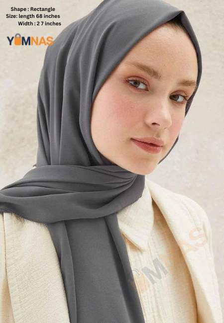 METALLIC GREY Luxury Chiffon Hijab for Women & Girls – Lightweight, Elegant, Non-Slip Georgette Scarf | Free Gift Included