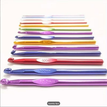6pcs Colorful Plastic Handle Aluminum Crochet Hooks Set – Premium Knitting & DIY Craft Tools for Beginners & Experts