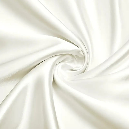 Cream Unstitched 2 Piece Plain Imported Korean Silk Shirt & Trouser Set for Women