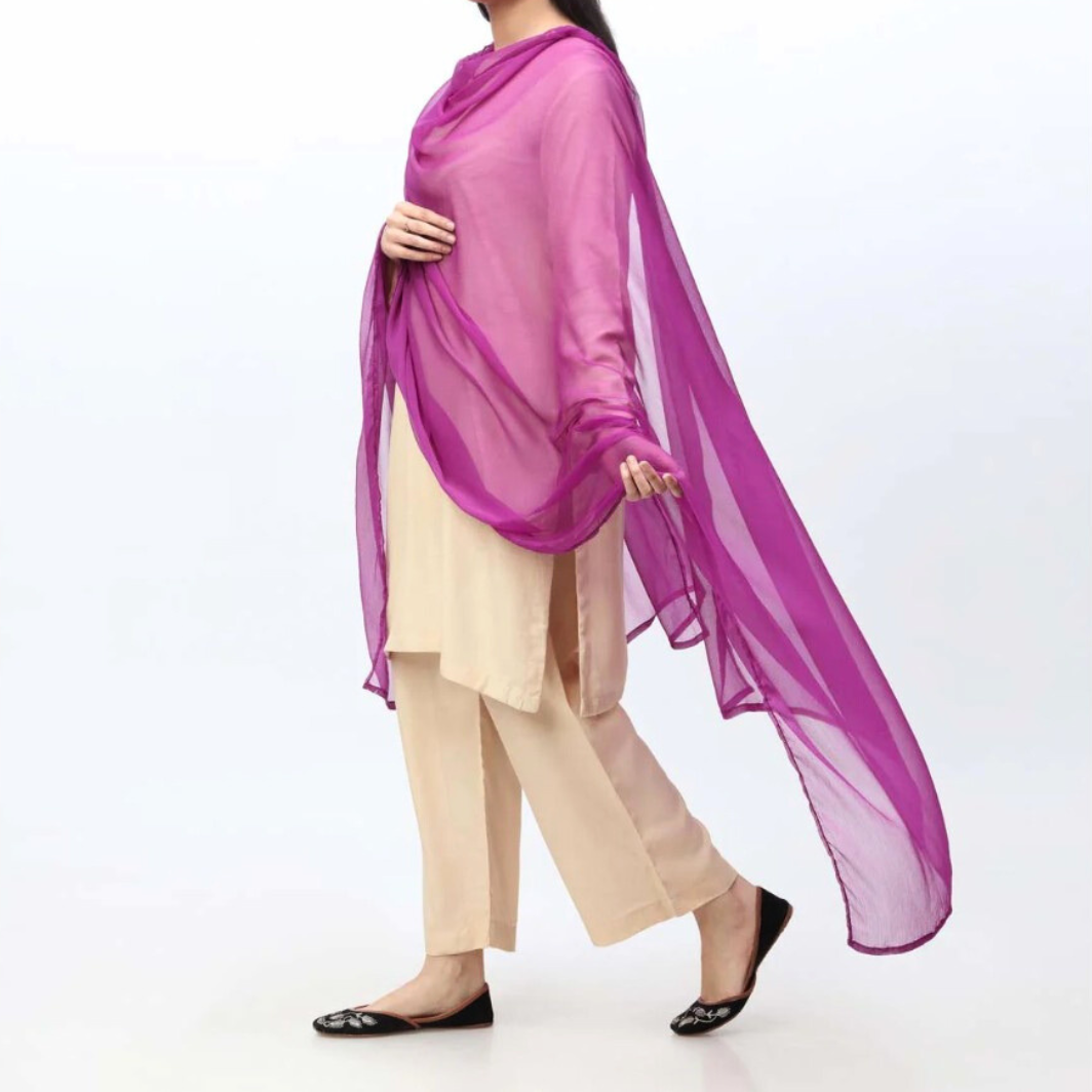 Purple Crinkle Chiffon Dupatta for Women & Girls