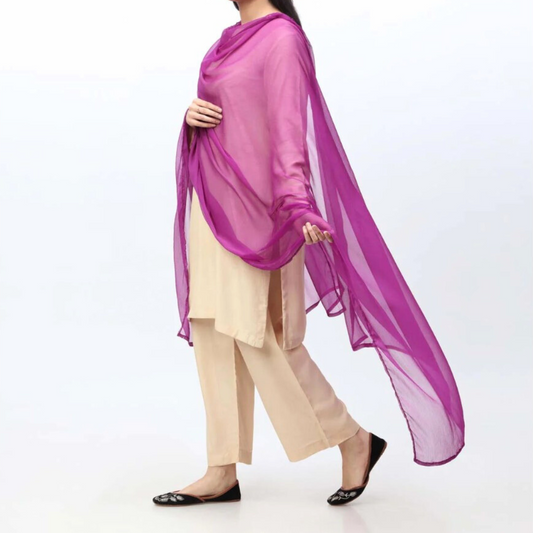 Purple Crinkle Chiffon Dupatta for Women & Girls