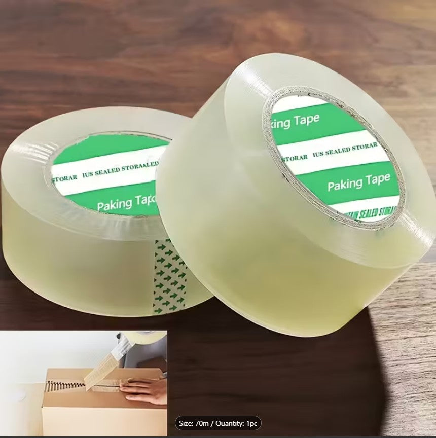 Heavy-Duty Transparent Packaging Tape – Strong Adhesive Clear Shipping & Sealing Tape for Boxes, Moving, Office & Home