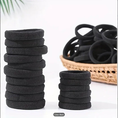 6 Pcs Black High-Elasticity Seamless Hair Ties for Women