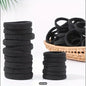6 Pcs Black High-Elasticity Seamless Hair Ties for Women