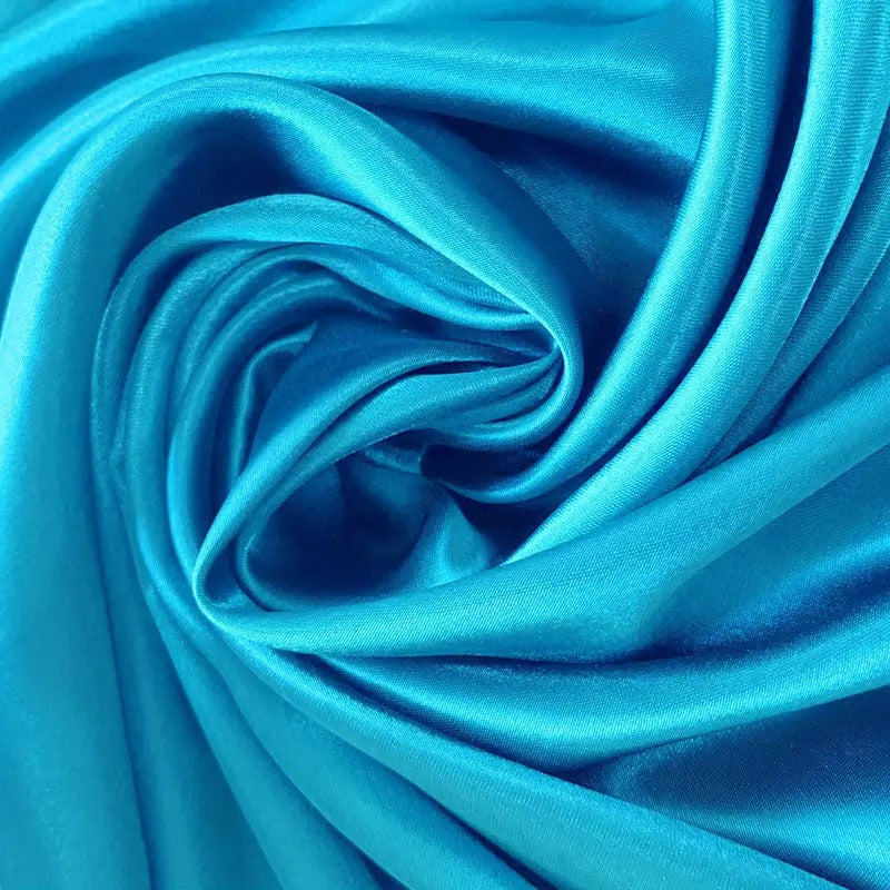 Aqua Blue Unstitched 2 Piece Plain Imported Korean Silk Shirt & Trouser Set for Women