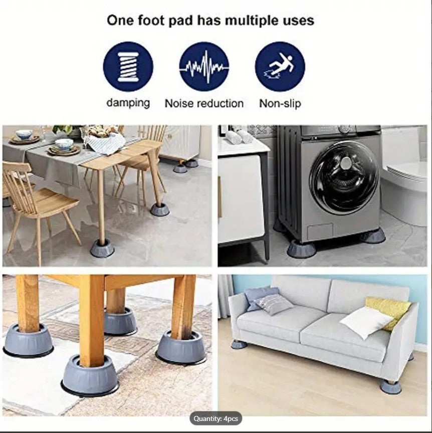 Pack of 4 Anti Vibration Washing Machine Feet Mats | Anti-Slip Noise Cancelling Shock Absorber Pads for Washer, Dryer, Furniture & Appliances