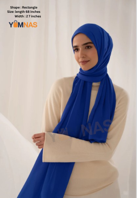 NAVY BLUE Luxury Chiffon Hijab for Women & Girls – Lightweight, Elegant, Non-Slip Georgette Scarf | Free Gift Included