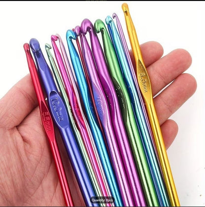 6pcs Colorful Plastic Handle Aluminum Crochet Hooks Set – Premium Knitting & DIY Craft Tools for Beginners & Experts