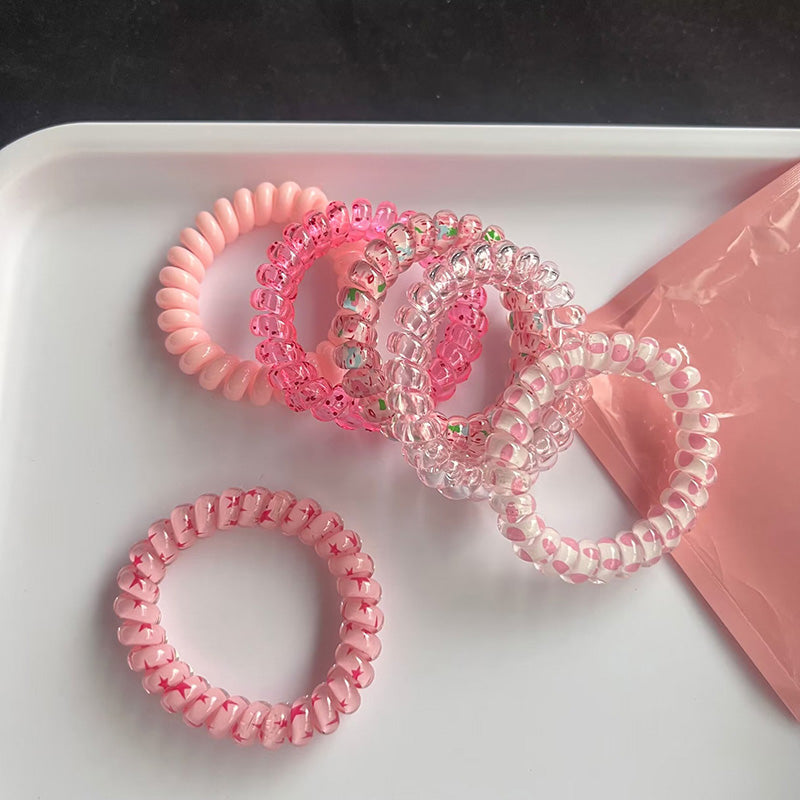 6Pcs/set Summer New Candy Color Telephone Wire Elastic Hair Rope Rubber Band