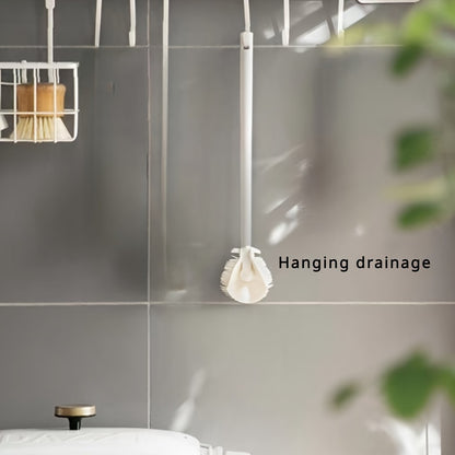 Foldable 360 degree cleaning silicone brush with long handle