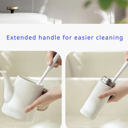 Foldable 360 degree cleaning silicone brush with long handle
