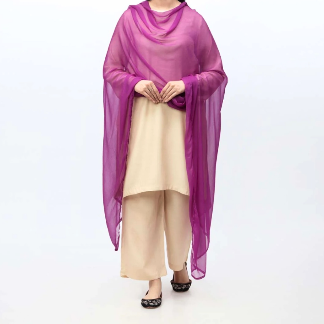 Purple Crinkle Chiffon Dupatta for Women & Girls