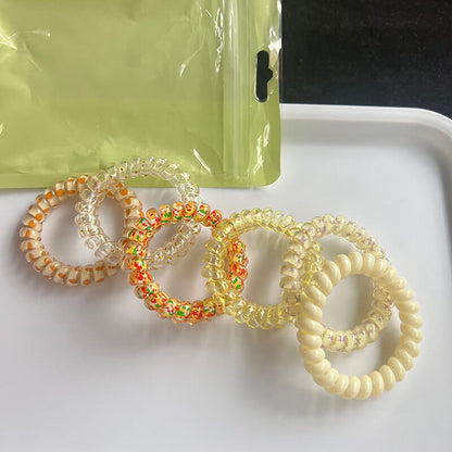 6Pcs/set Summer New Candy Color Telephone Wire Elastic Hair Rope Rubber Band