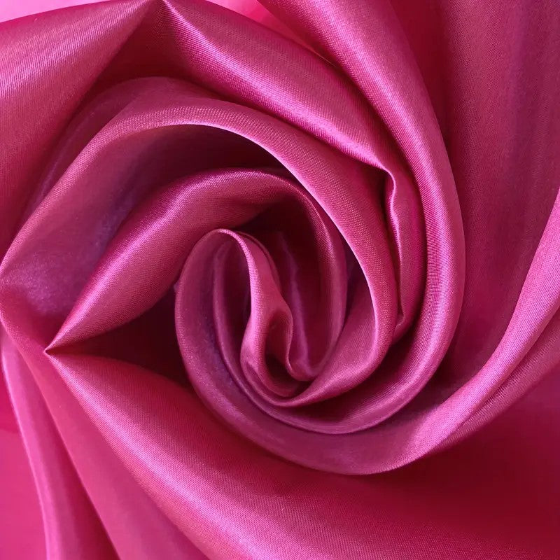 Hot Pink Unstitched 2 Piece Plain Imported Korean Silk Shirt & Trouser Set for Women