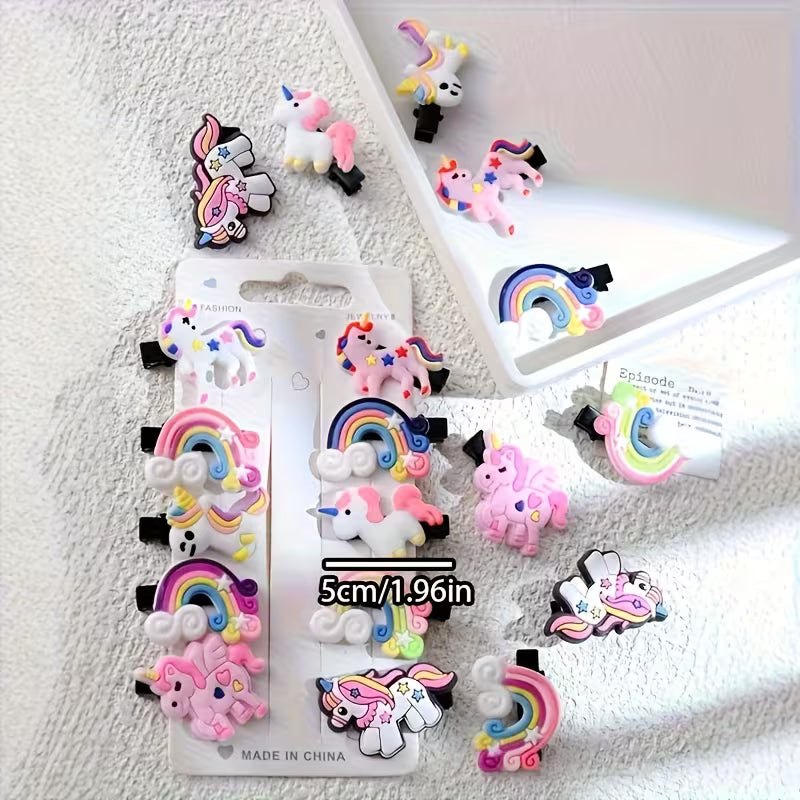 10pcs Rainbow Unicorn Hair Clips