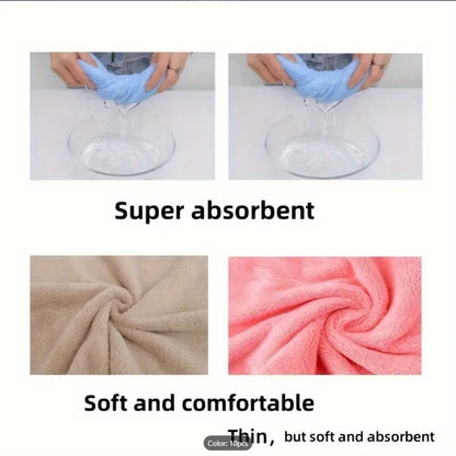 PACK OF 10 Premium Small Hand Towels & Face Towels | Multicolored Dyed Embossed Towels | Soft Quick-Dry Coral Velvet Wash Cloths