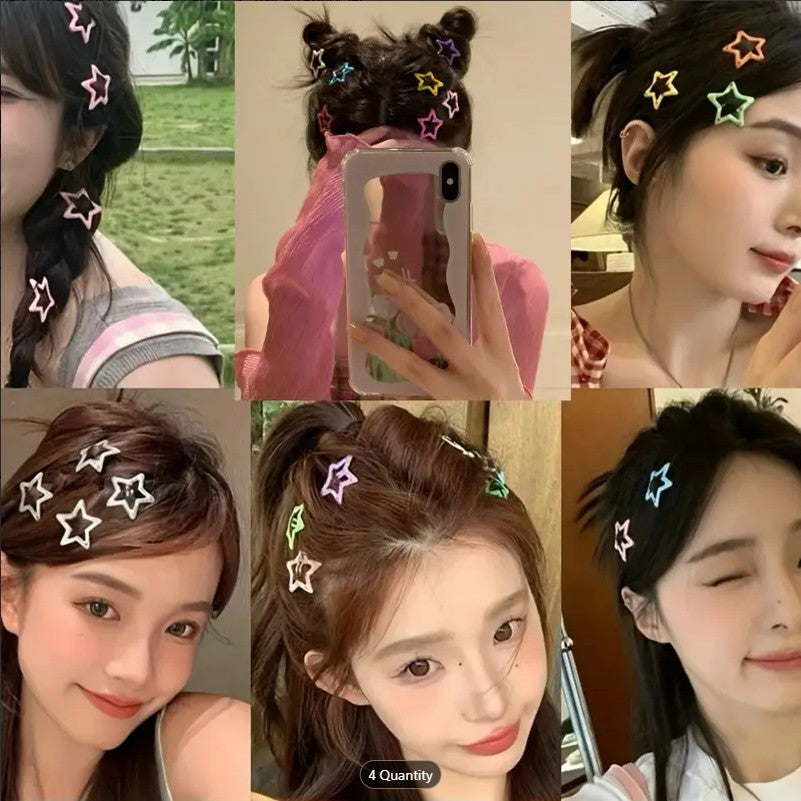 4 Pcs Colorful Star BB Hair Clips for Girls