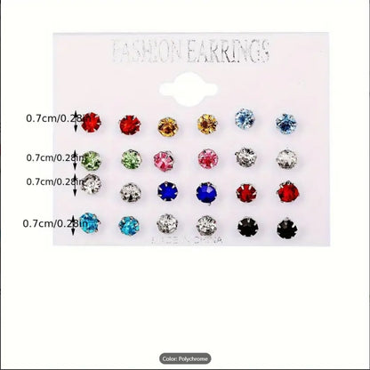 Zirconia Stud Earrings Set