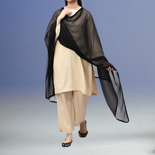 Black Crinkle Chiffon Dupatta