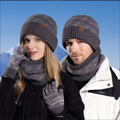 Winter Hat & Scarf Set for Women – High Elasticity, Thickened Warm Knit Beanie