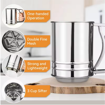Stainless Steel 3 Cup Flour Sifter