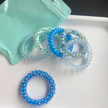 6Pcs/set Summer New Candy Color Telephone Wire Elastic Hair Rope Rubber Band